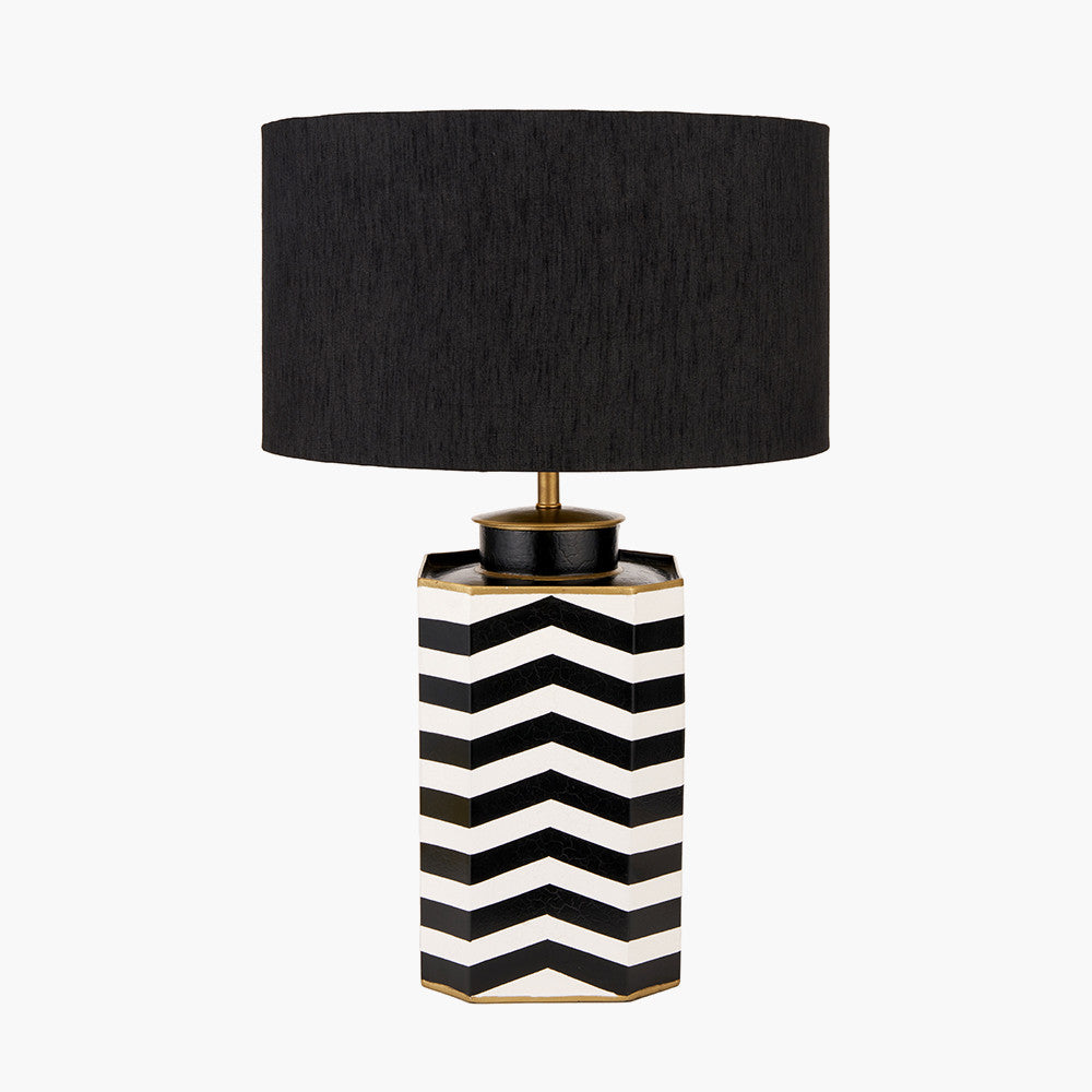 Oskar Black & White Chevron Hand Painted Metal Table Lamp - Base Only